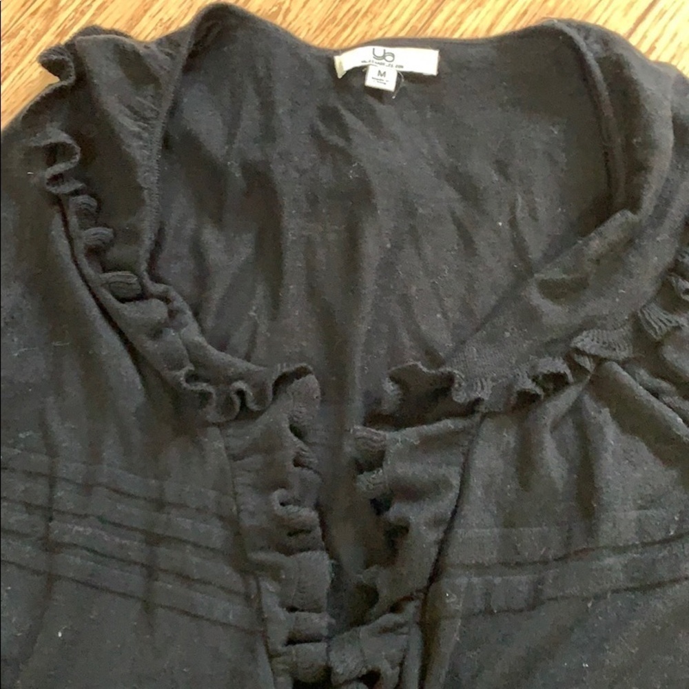 Red haute sweater with frills in front NWOT